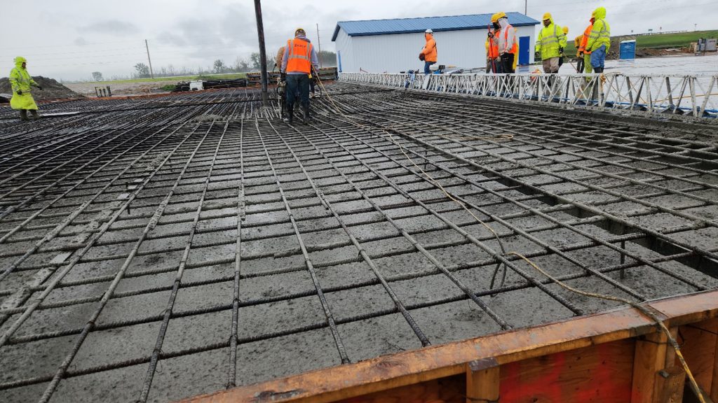 Second elevator mat utilzing 500 yards of concrete and over 100,000 lbs rebar
