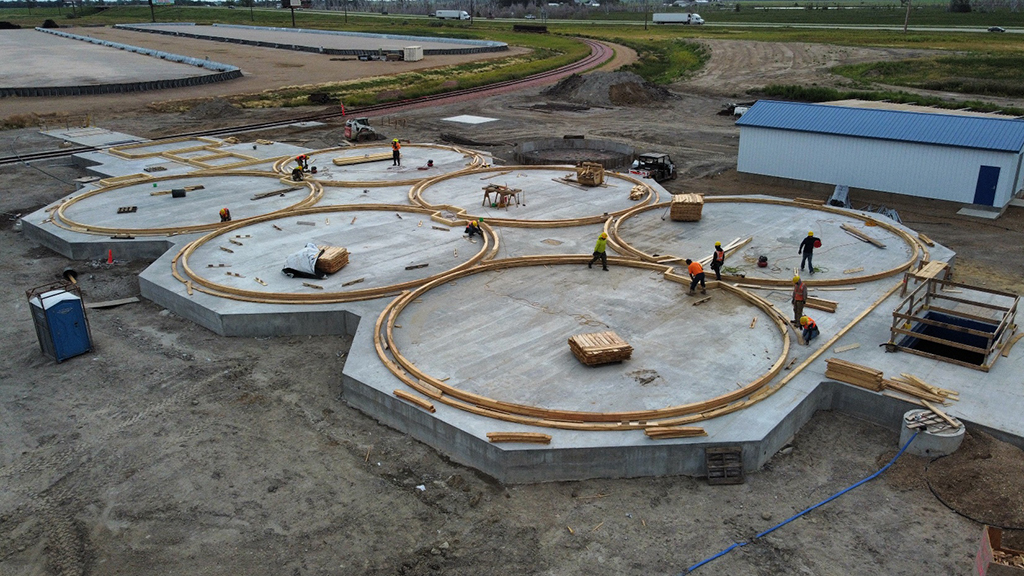 Wide view of entire project showing concrete slab and forms